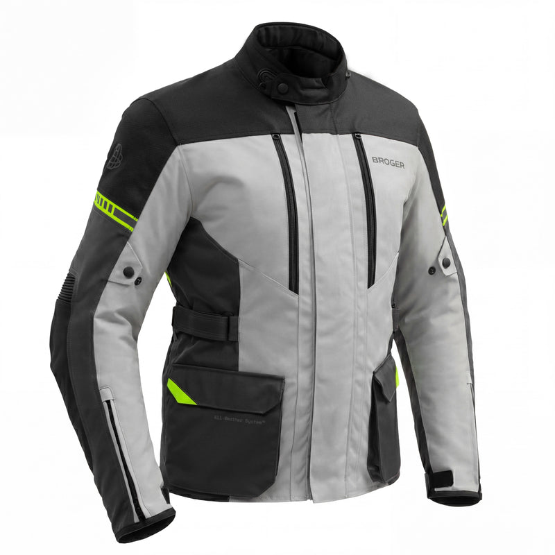 KURTKA MOTOCYKLOWA TEKSTYLNA BROGER OVERLAND BLACK GREY FLUO YELLOW