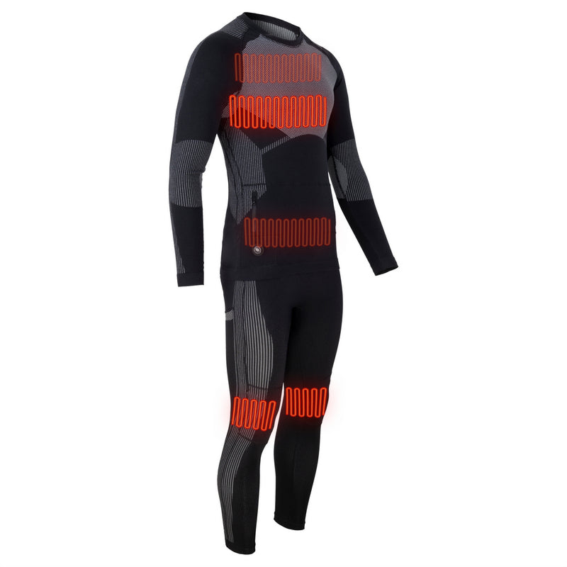Ogrzewany zestaw bielizny termoaktywnej Glovii czarny, bluza i spodnie, 4 strefy grzewcze, L, XL