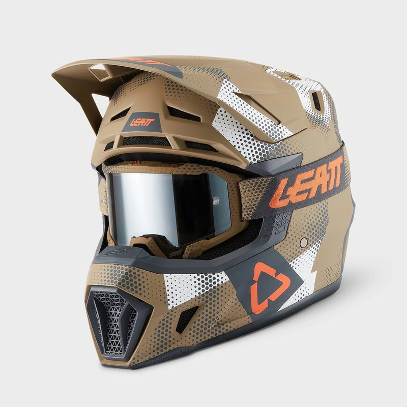 KASK MOTOCYKLOWY Z GOGLAMI LEATT KIT MOTO 7.5 CAMO KHAKI BROWN S
