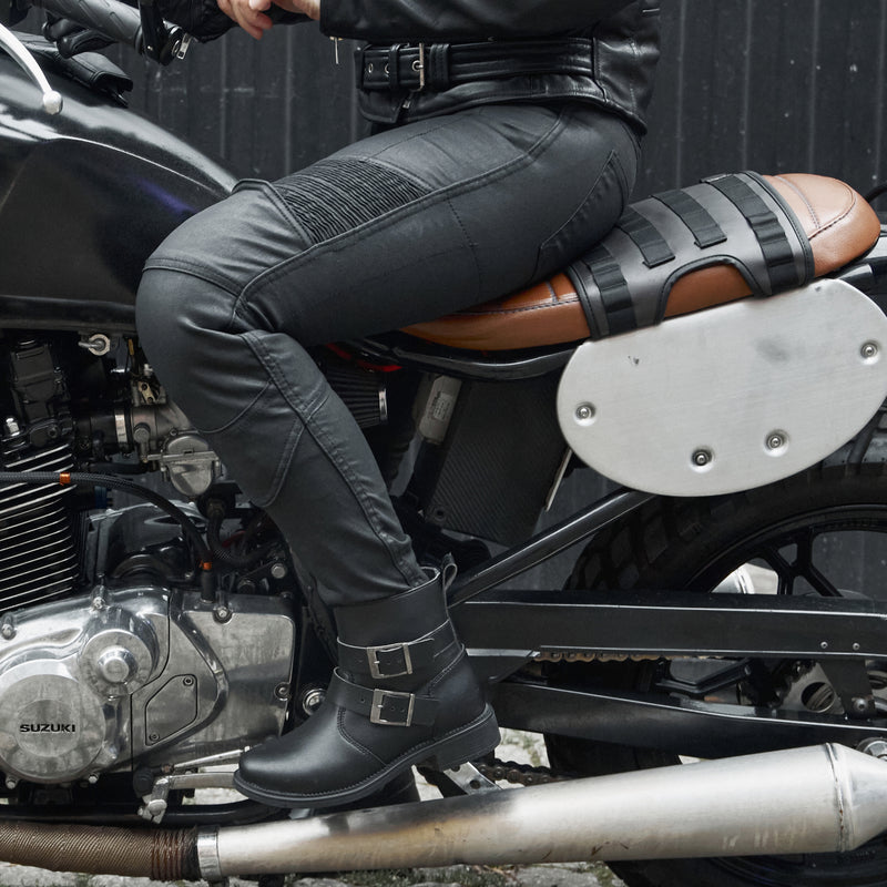 JEANSY MOTOCYKLOWE DAMSKIE OZONE ROXY WAXED BLACK 24/30