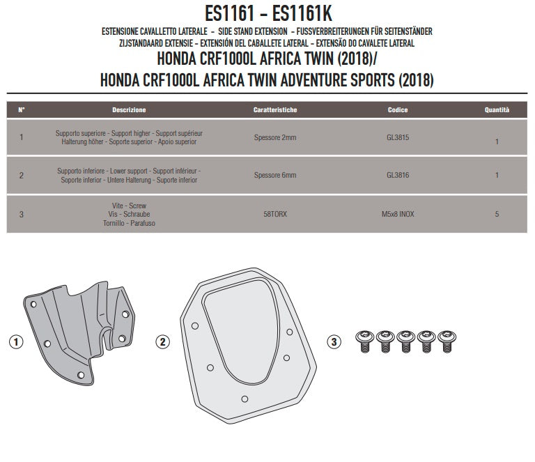 KAPPA POSZERZENIE STOPKI BOCZNEJ HONDA CRF 1000L AFRICA TWIN (18-19), CRF 1000L AFRICA TWIN ADVENTURE SPORTS (18-19)
