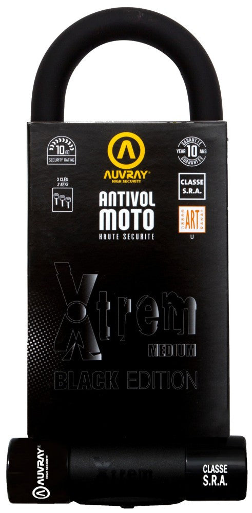 AUVRAY zapięcie U-LOCK XTREM MEDIUM BLACK EDITION - bolec 18mm, 85mm x 250mm (klasa S.R.A.)