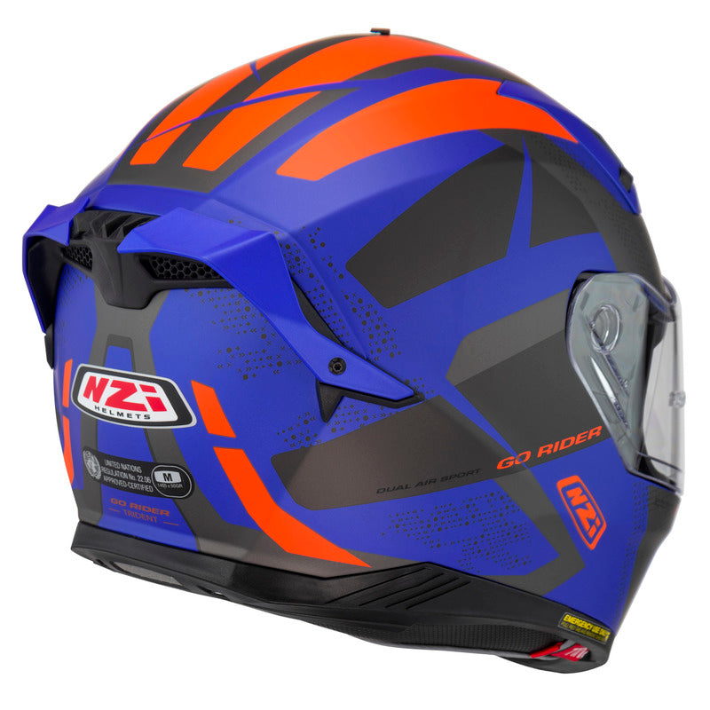 KASK MOTOCYKLOWY NZI GO RIDER STREAM DUO TRIDENT BLUE ANTRACITE ORANGE MATT XS