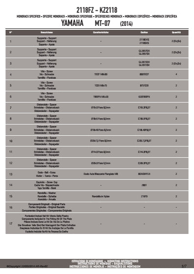 KAPPA STELAŻ KUFRA CENTRALNEGO YAMAHA MT 07 700 (14-17) ( BEZ PŁYTY ) – zdjęcie 2