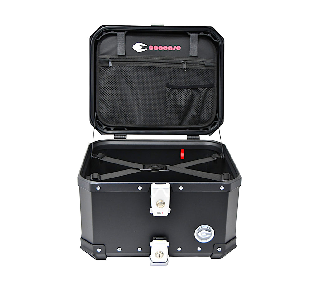 ZESTAW 3 KUFRÓW ALUMINIOWYCH (30L ASYMETRYCZNY + 36L + 45L) COOCASE CZARNY Z TORBĄ WEWNĘTRZNĄ – zdjęcie 5