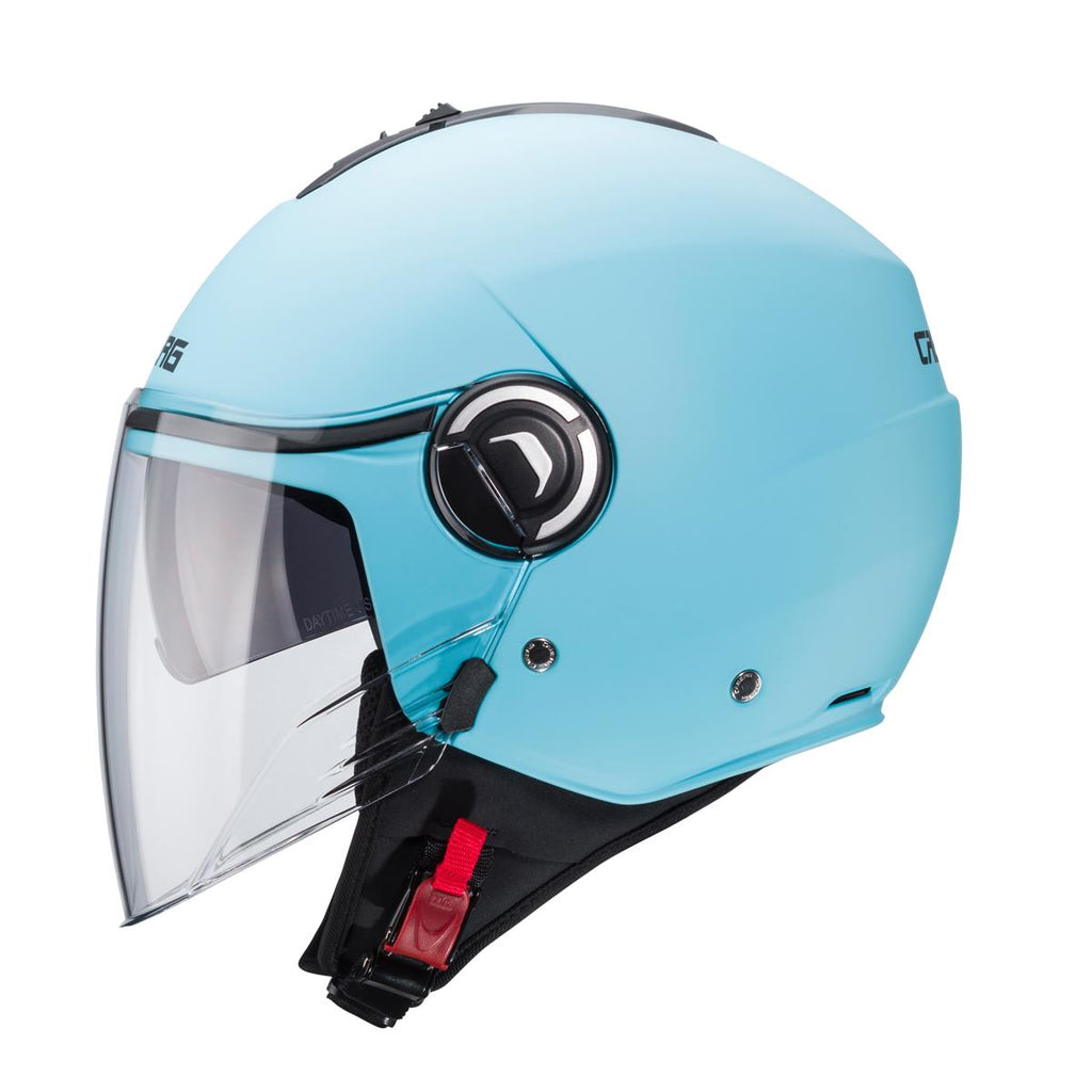 CABERG KASK OTWARTY JET Z BLENDĄ MODEL RIVIERA V4X SOLID KOLOR JASNY NIEBIESKI MAT – zdjęcie 2