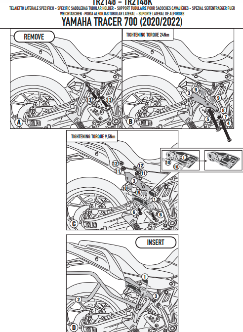 KAPPA STELAŻ POD TORBY (SAKWY) BOCZNE SZYBKIEGO MONTAŻU REMOVE-X YAMAHA TRACER 7 '20-'25, TRACER 7GT '20-'24 – zdjęcie 2