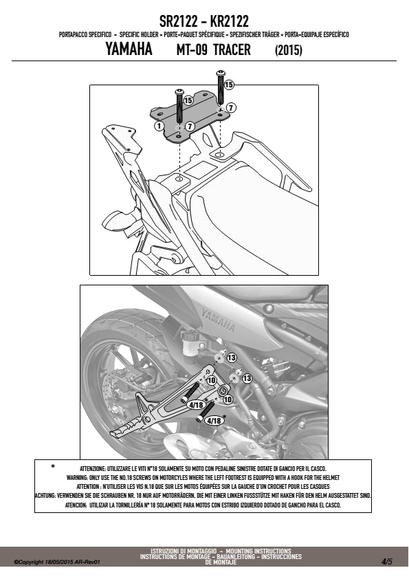 KAPPA STELAŻ KUFRA CENTRALNEGO YAMAHA MT 09 850 TRACER '15-'17 ( BEZ PŁYTY ) – zdjęcie 4