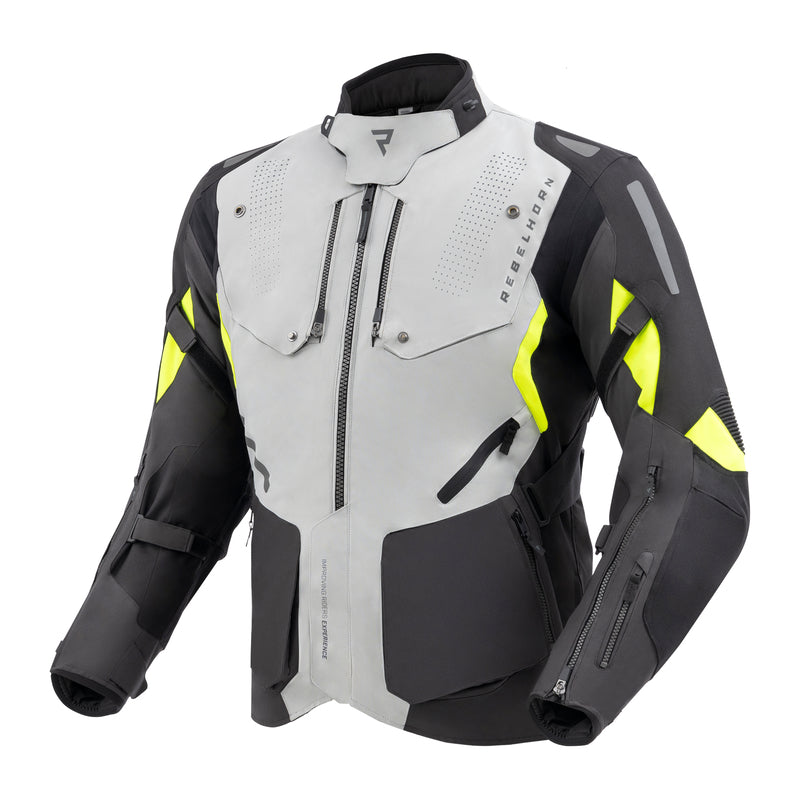 KURTKA MOTOCYKLOWA TEKSTYLNA REBELHORN HIKER 4 BLACK GREY FLUO YELLOW
