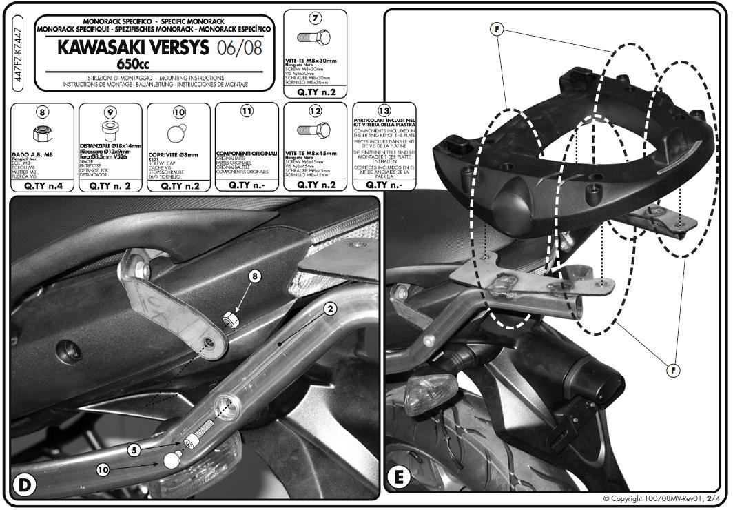KAPPA STELAŻ KUFRA CENTRALNEGO KAWASAKI VERSYS 650 (06-09) ( BEZ PŁYTY ) – zdjęcie 2