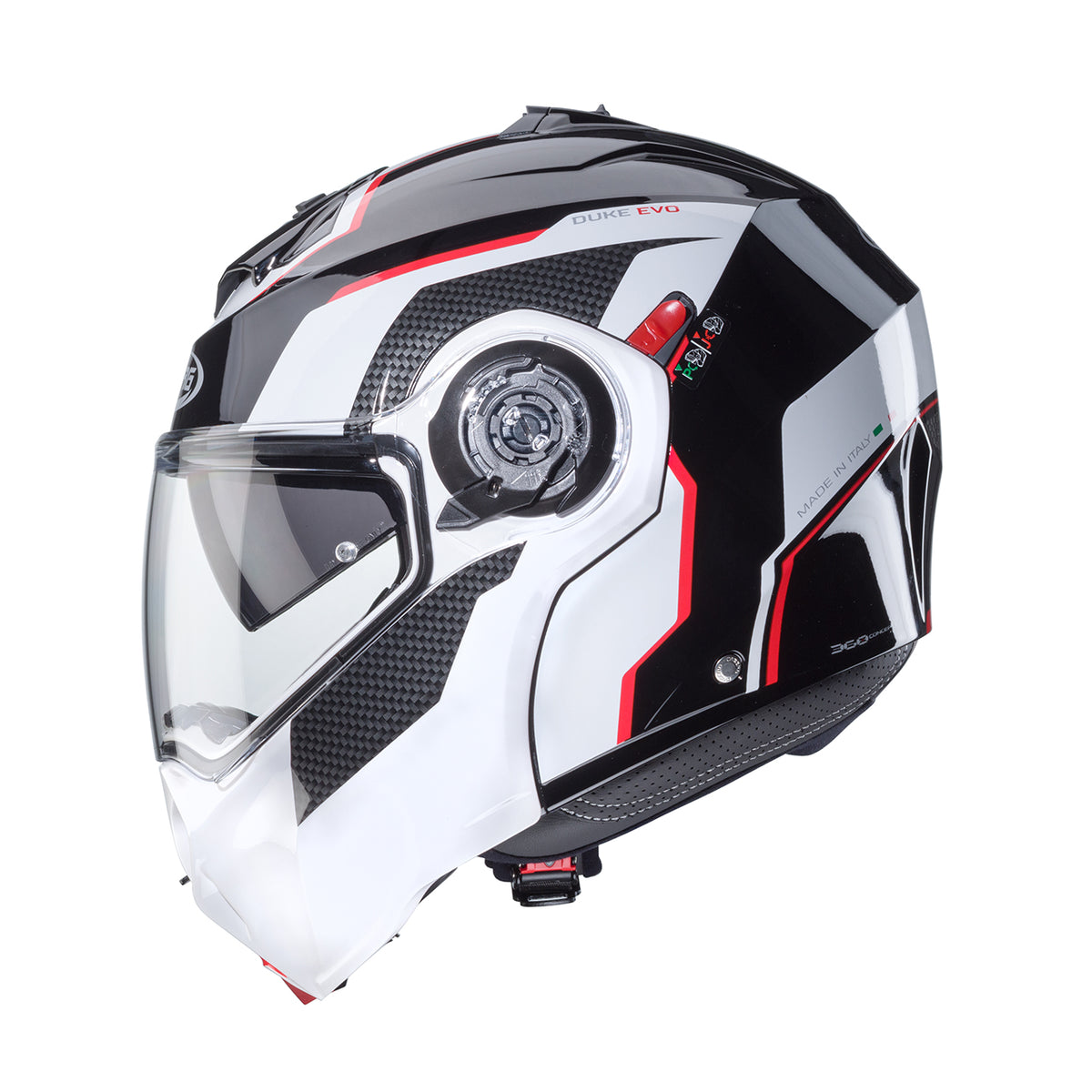 CABERG PROMOCJA KASK SZCZĘKOWY FLIP-UP MODEL DUKE EVO MOVE KOLOR CZARNY/BIAŁY/CZERWONY (PINLOCK W ZESTAWIE) – zdjęcie 3
