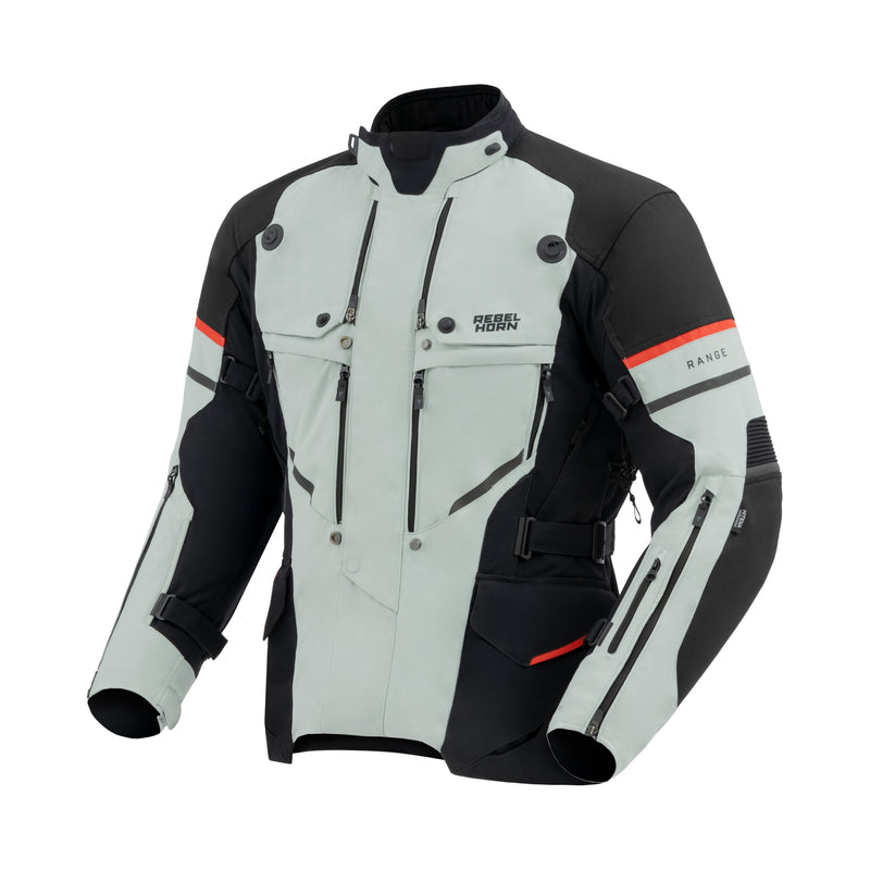 KURTKA MOTOCYKLOWA TEKSTYLNA REBELHORN RANGE GREY BLACK RED