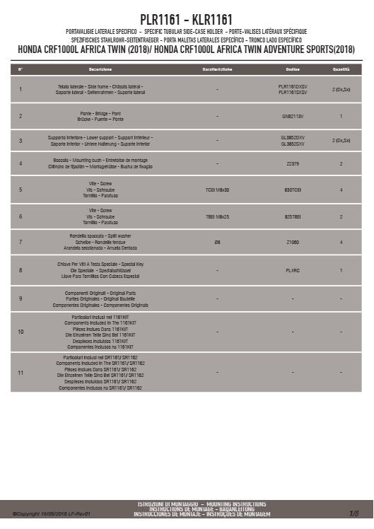 KAPPA STELAŻ KUFRÓW BOCZNYCH SZYBKIEGO MONTAŻU MONOKEY HONDA CRF 1000L AFRICA TWIN (18-19), ADVENTURE SPORTS (18-19) - RÓWNIEŻ POD KUFRY MONOKEY KMS K'MISSION ALU – zdjęcie 7