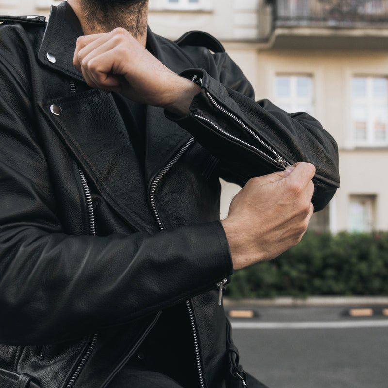 KURTKA MOTOCYKLOWA SKÓRZANA OZONE RAMONES BLACK