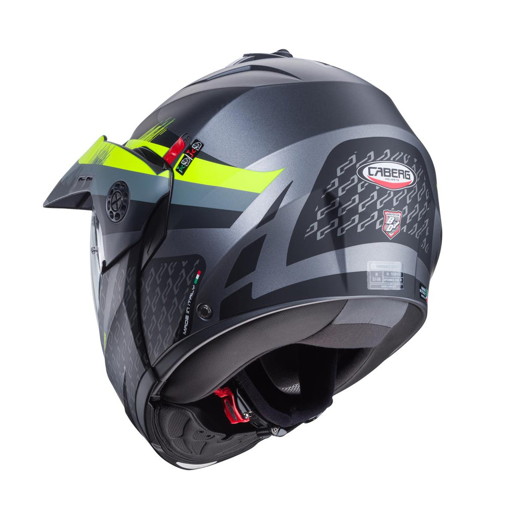 CABERG KASK SZCZĘKOWY FLIP-UP ENDURO MODEL TOURMAX X SARABE KOLOR SZARY MAT/CZARNY/ŻÓŁTY FLUO (PINLOCK W ZESTAWIE) – zdjęcie 3