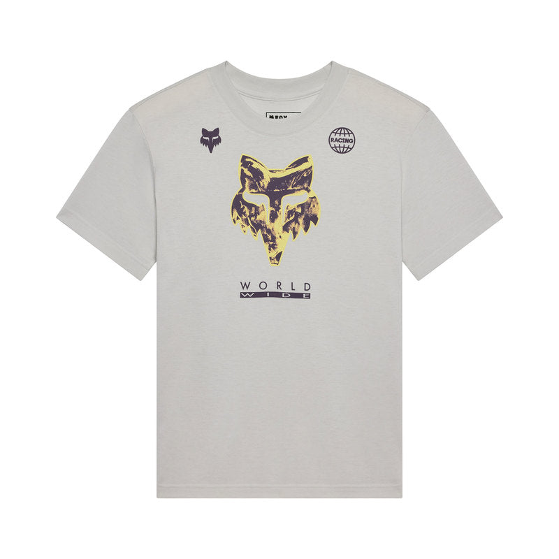 T-SHIRT DAMSKI FOX IMAGE PRINT LIGHT GREY