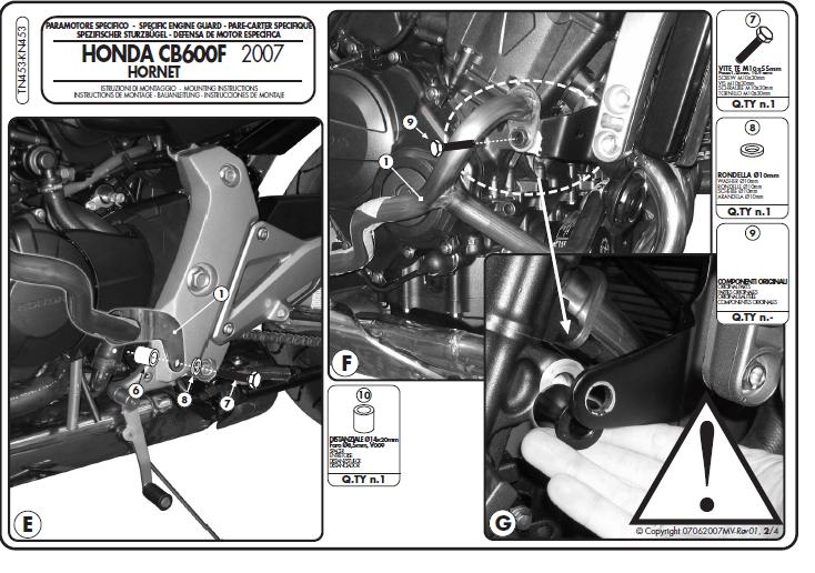 KAPPA GMOLE OSŁONY SILNIKA HONDA CB 600 HORNET (07-13) CZARNE – zdjęcie 3