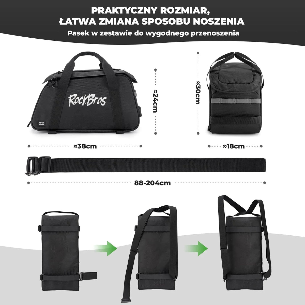 Torba na bagażnik rowerowy Rockbros A41 10,5 l plecak na ramię wodoodporna