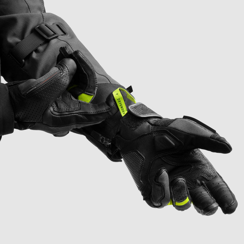 RĘKAWICE MOTOCYKLOWE REBELHORN DEFENDER BLACK GREY FLUO YELLOW