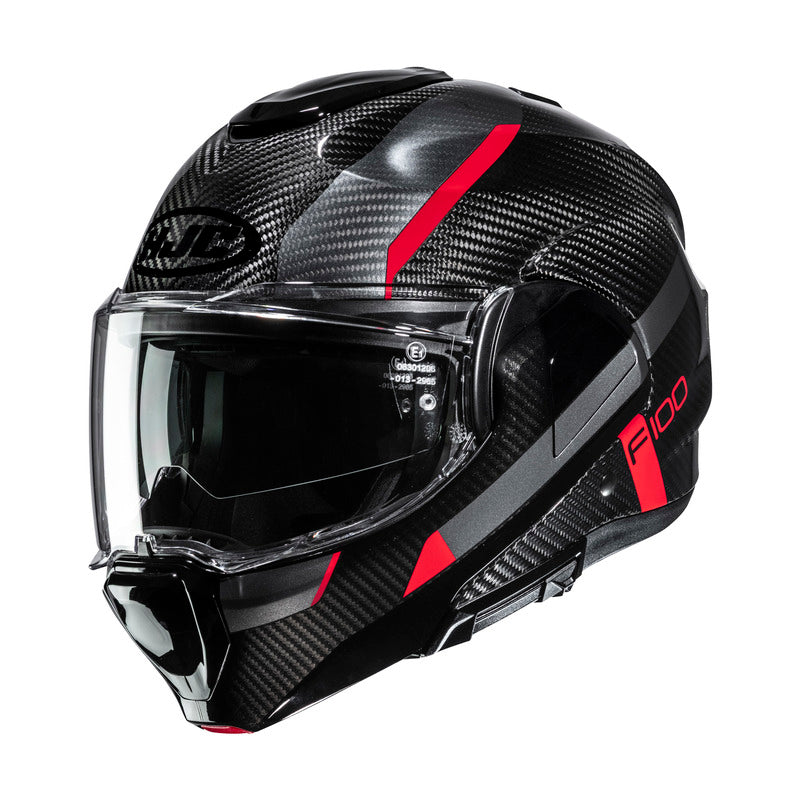 KASK MOTOCYKLOWY HJC F100 CARBON ASKAN BLACK RED