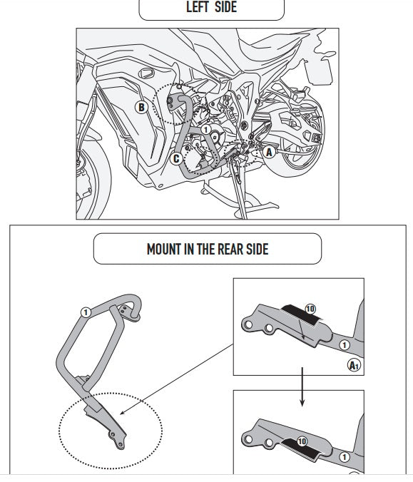 KAPPA GMOLE OSŁONY SILNIKA BMW S 1000 XR (20-25) CZARNE – zdjęcie 4