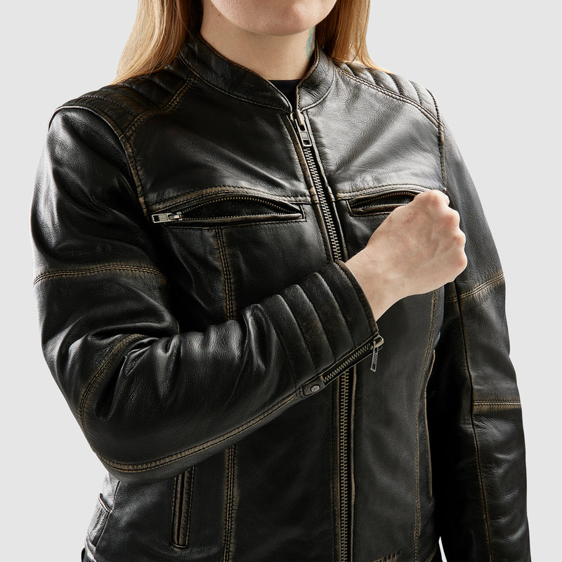 KURTKA MOTOCYKLOWA SKÓRZANA DAMSKA REBELHORN HUNTER 2 VINTAGE BROWN WXS