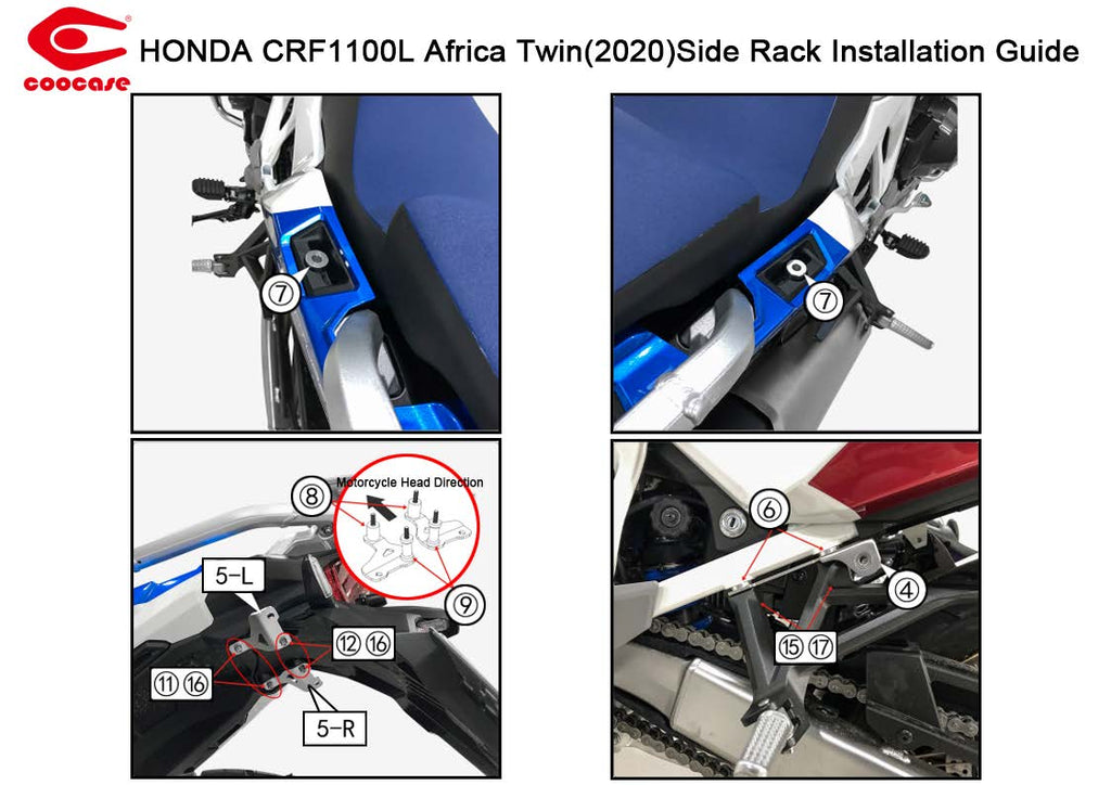 ZESTAW STELAŻY KUFER CENTRALNY + BOCZNE COOCASE HONDA AFRICA TWIN 1100 2020-2025 PRAWY KUFER ASYMETRYCZNY – zdjęcie 4