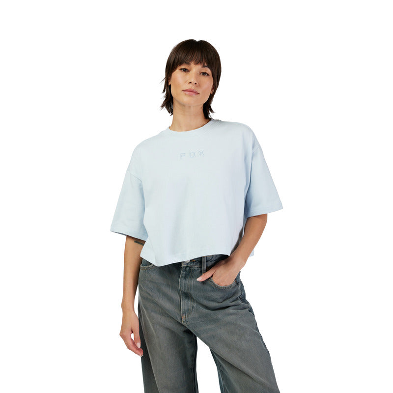 T-SHIRT DAMSKI FOX WORDMARK OS CROP PALE BLUE