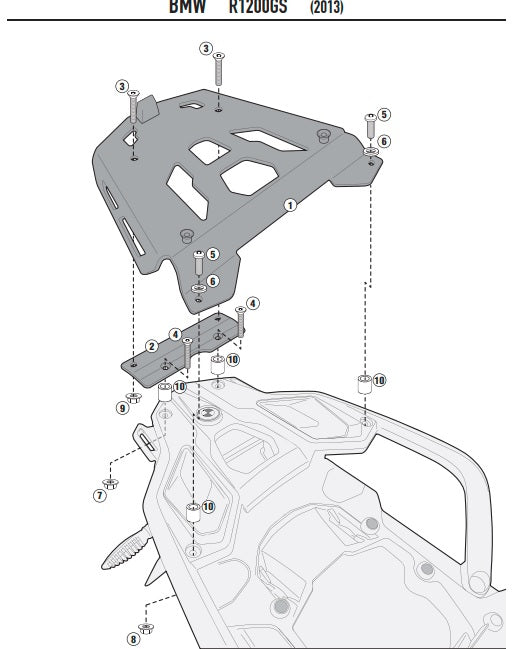 KAPPA STELAŻ KUFRA CENTRALNEGO BMW R 1200GS (13-18), R 1250GS (19-23) ALUMINIOWY MONOKEY CZARNY – zdjęcie 2