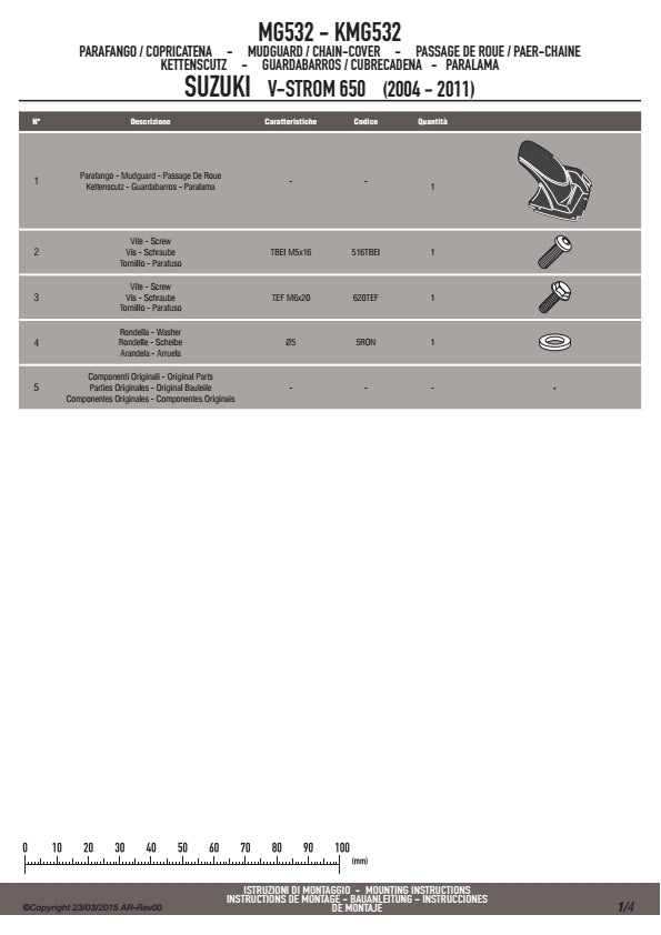 KAPPA BŁOTNIK TYLNY Z OSŁONĄ ŁAŃCUCHA SUZUKI DL 650 V-STROM '04-'11 '17-'24 – zdjęcie 5