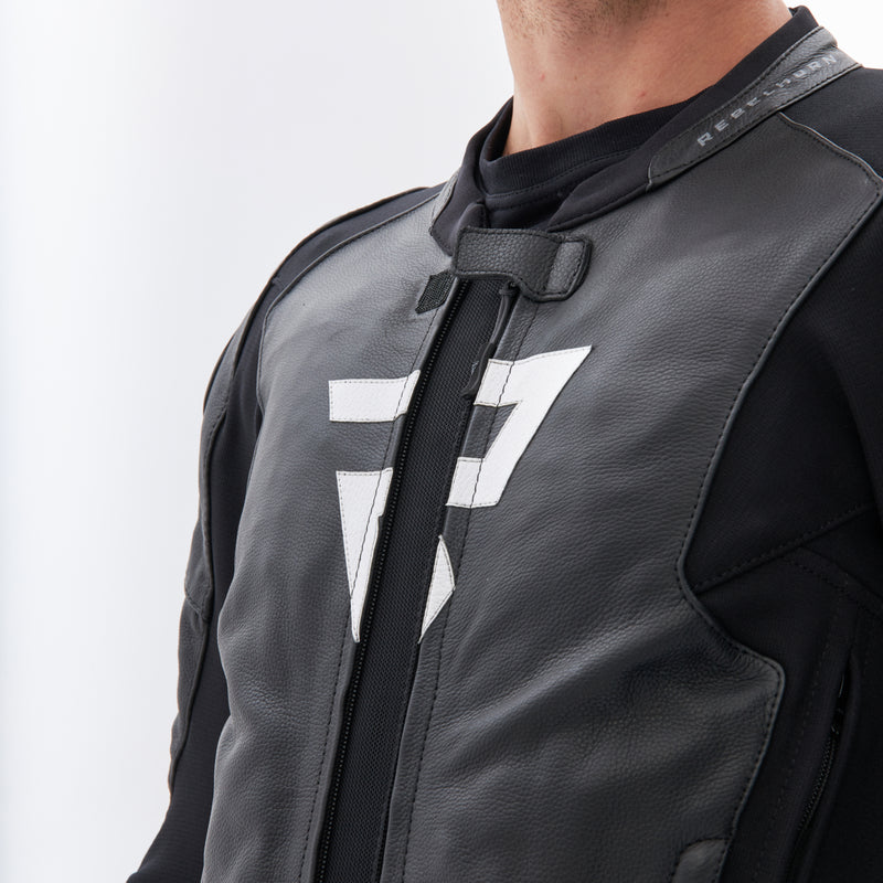 KURTKA MOTOCYKLOWA SKÓRZANA REBELHORN VELOCE BLACK WHITE