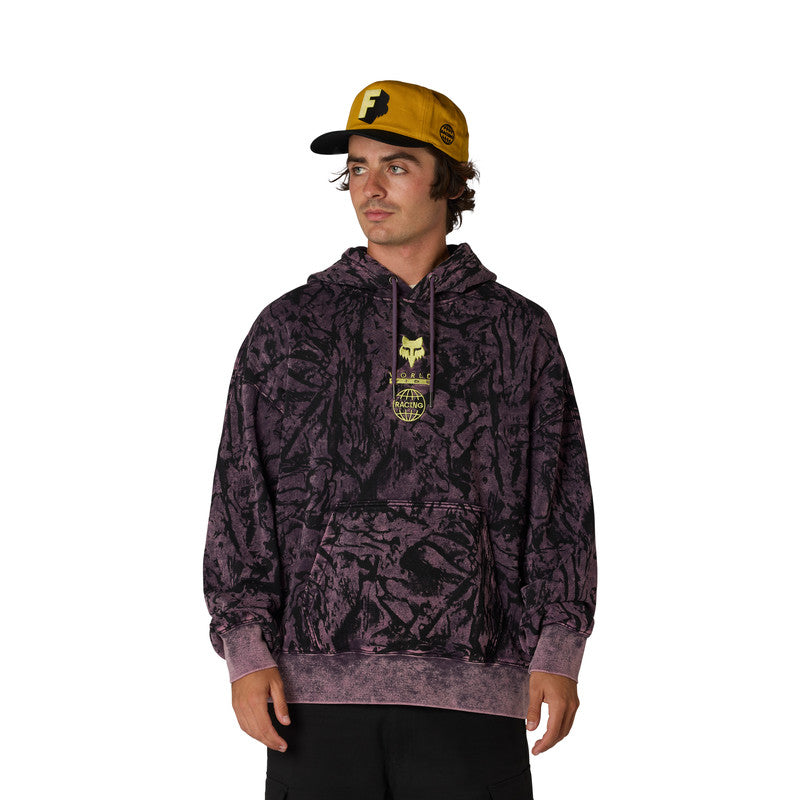 BLUZA Z KAPTUREM FOX IMAGE PRINT OVERSIZED FLEECE PO PLUM PERFECT