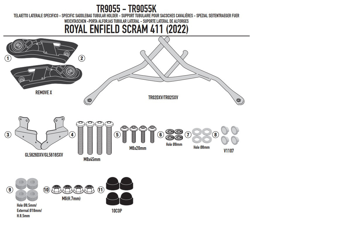 KAPPA STELAŻ POD TORBY (SAKWY) BOCZNE SZYBKIEGO MONTAŻU REMOVE-X ROYAL ENFIELD SCRAM 411 '22-'24,