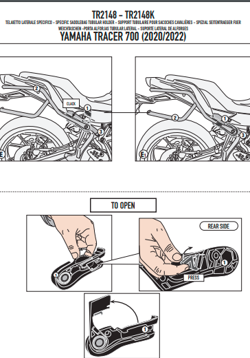 KAPPA STELAŻ POD TORBY (SAKWY) BOCZNE SZYBKIEGO MONTAŻU REMOVE-X YAMAHA TRACER 7 '20-'25, TRACER 7GT '20-'24 – zdjęcie 3