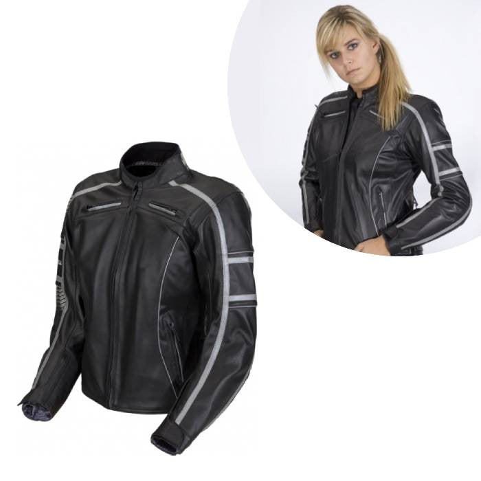 Kurtka motocyklowa damska skórzana LOOKWELL SQUADRA LADY czarna