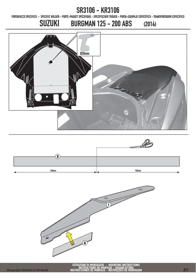 KAPPA STELAŻ KUFRA CENTRALNEGO SUZUKI BURGMAN 125/200 '06-'13, 125/200 ABS '14-'21 ( BEZ PŁYTY ) – zdjęcie 3
