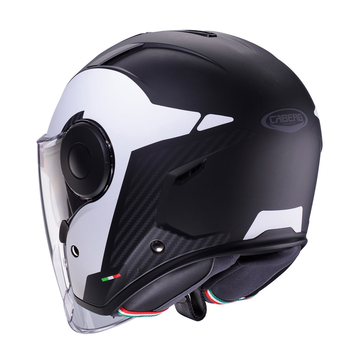 CABERG KASK OTWARTY JET Z BLENDĄ MODEL SOHO MILANO KOLOR BIAŁY/CZARNY MAT – zdjęcie 3