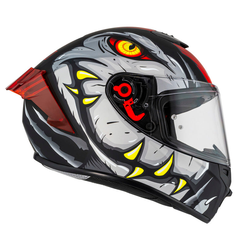 KASK MOTOCYKLOWY NZI TRENDY STREAM RAPTOR BLACK GREY RED S MATT XS
