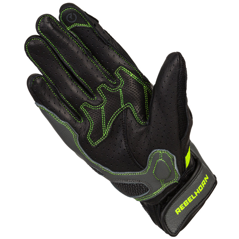 RĘKAWICE MOTOCYKLOWE DAMSKIE REBELHORN FLUX 2 BLACK FLUO YELLOW WXS