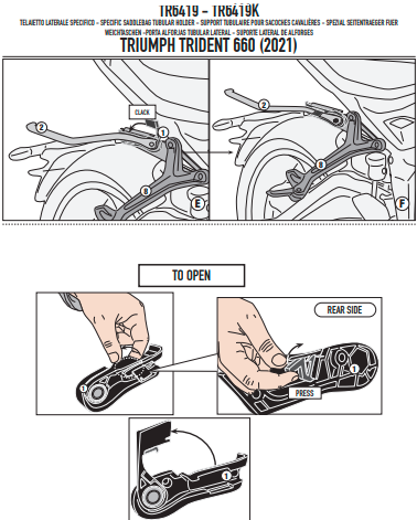 KAPPA STELAŻ POD TORBY (SAKWY) BOCZNE TRIUMPH TRIDENT 660 '21-'25 - RÓWNIEŻ POD KUFRY RA314 EASY LOCK – zdjęcie 3