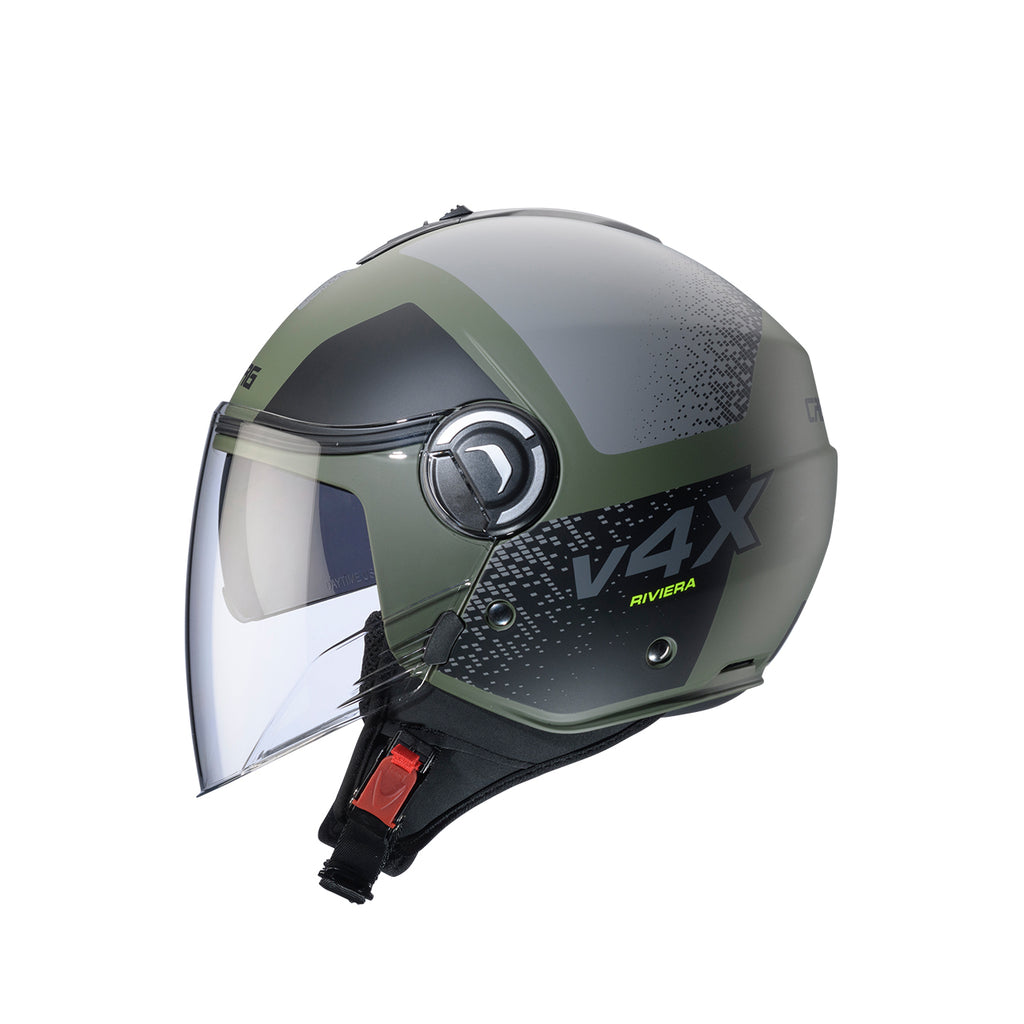 CABERG KASK OTWARTY JET Z BLENDĄ MODEL RIVIERA V4X ALPHA KOLOR ZIELONY/CZARNY/SZARY MAT – zdjęcie 2
