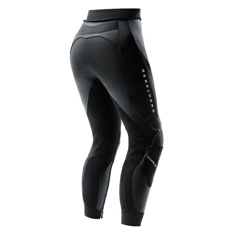 SPODNIE MOTOCYKLOWE SKÓRZANE DAMSKIE REBELHORN DIVA BLACK RED