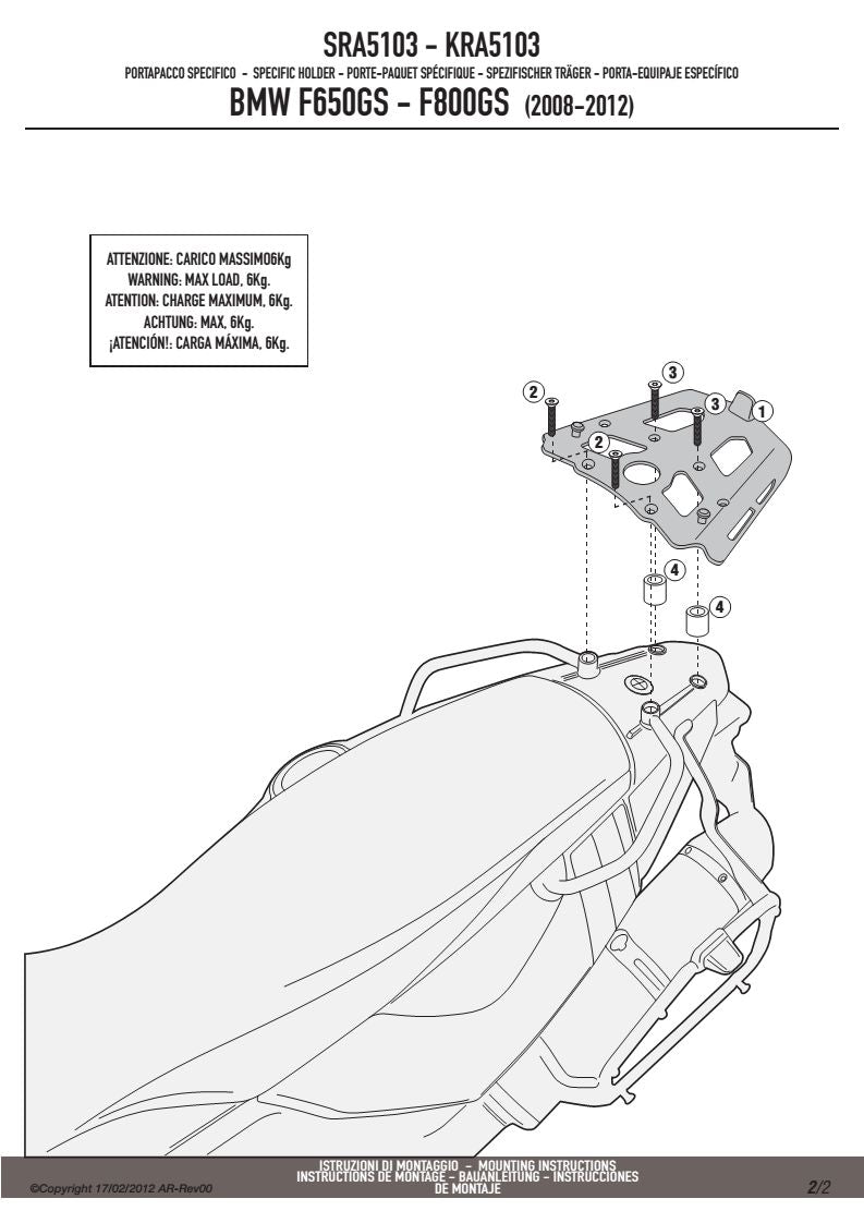 KAPPA STELAŻ KUFRA CENTRALNEGO BMW F 650GS / 800GS (08-17), 700GS (13-17), 800GS ADVENTURE (13-18) ALUMINIOWY MONOKEY – zdjęcie 3