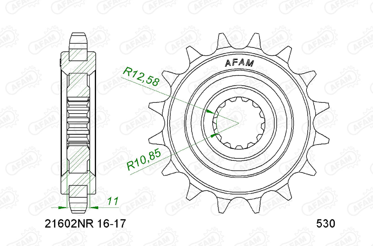 AFAM Zębatka przednia do łańcucha 530 kod 21602-16