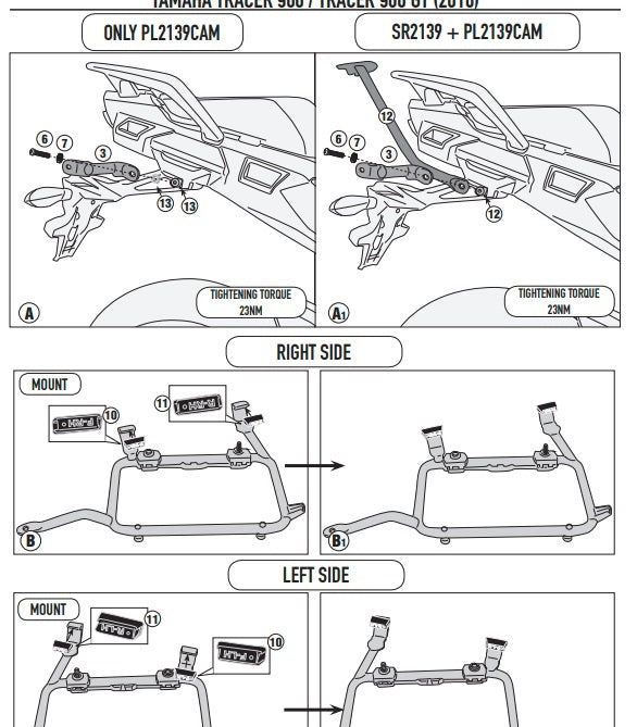 KAPPA STELAŻ KUFRÓW BOCZNYCH MONOKEY CAM SIDE YAMAHA Tracer 900 / Tracer 900 GT (18-19) - POD KUFRY KFR K'FORCE ORAZ KVG K'VOYAGER ALU – zdjęcie 3