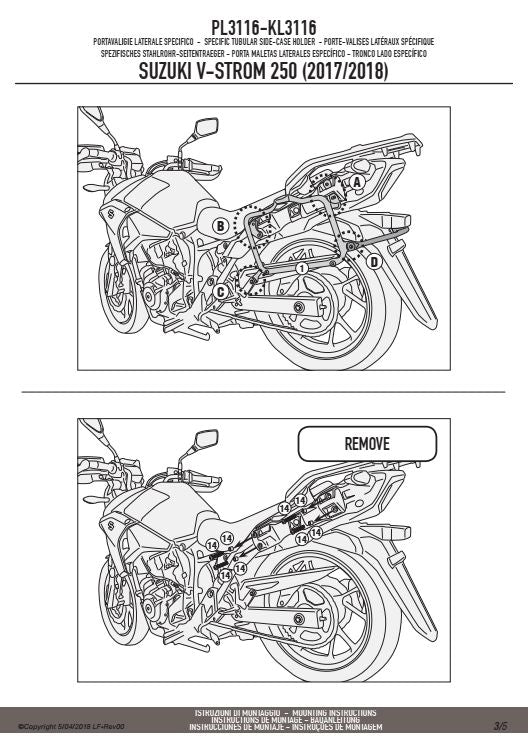 KAPPA STELAŻ KUFRÓW BOCZNYCH MONOKEY SUZUKI V-STROM 250 '17-'21 - RÓWNIEŻ POD KUFRY MONOKEY KMS K'MISSION ALU – zdjęcie 3