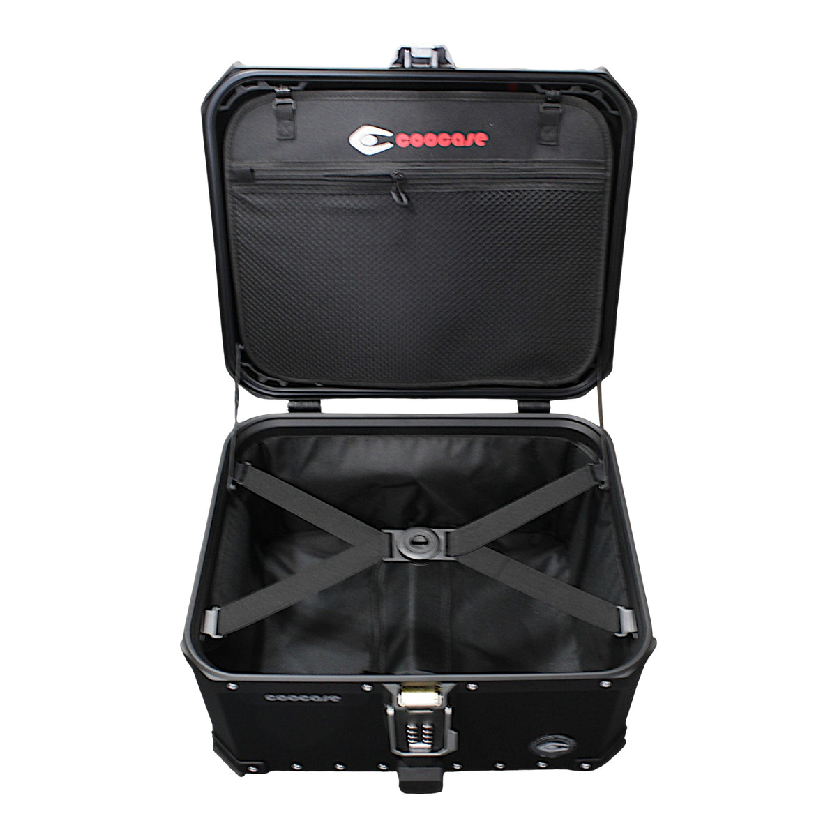 KUFER CENTRALNY ALUMINIOWY COOCASE 55L KEYLESS Z WYSUWANYM OPARCIEM CZARNY – zdjęcie 8