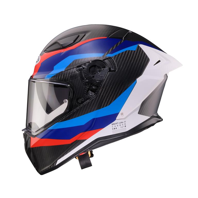 CABERG KASK INTEGRALNY Z BLENDĄ MODEL DRIFT EVO II CARBON MSPORT KOLOR CZARNY/NIEBIESKI/CZERWONY MAT