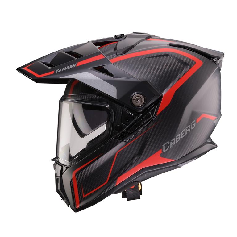 CABERG KASK OFFROAD / TRAIL / ADVENTURE DUOSPORT (DUAL) TANAMI CARBON GRAVITY KOLOR CZERWONY/SZARY