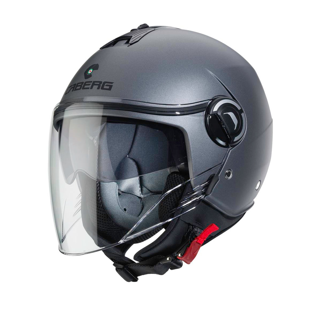 CABERG KASK OTWARTY JET Z BLENDĄ MODEL RIVIERA V4X SOLID KOLOR SZARY MAT - GUNMETAL